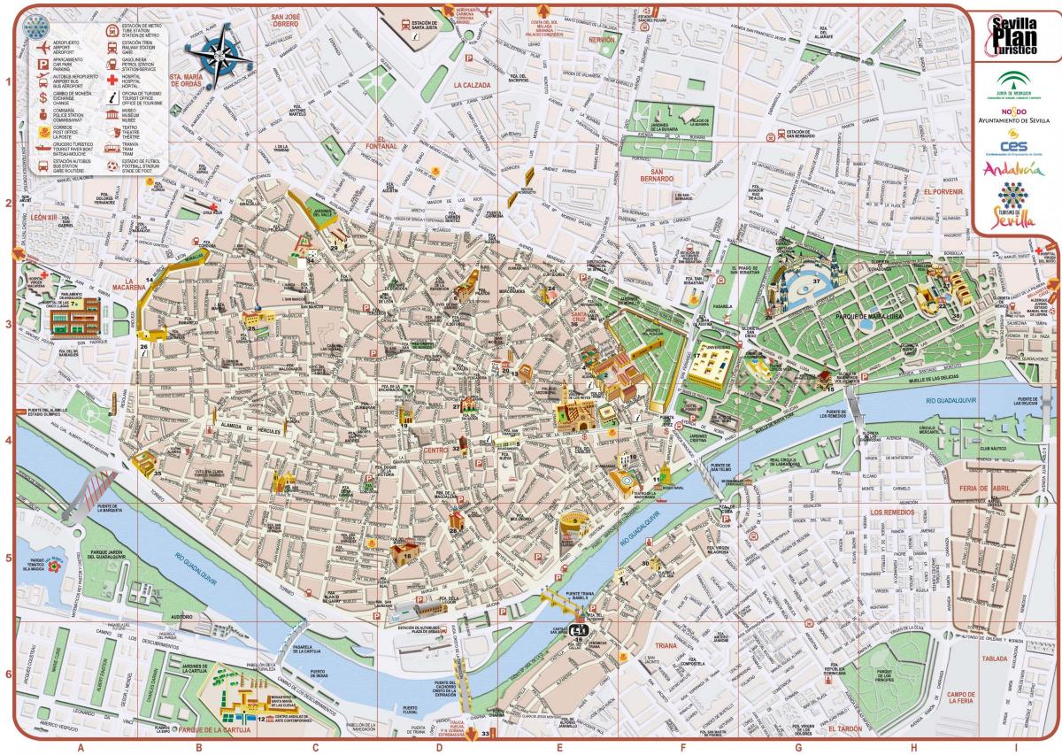 Karte von Sevilla Stadtzentrum 