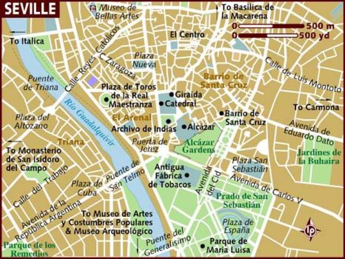 Karte von Sevilla-Nachbarschaften