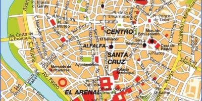 Sevilla, Spanien Karte Sehenswürdigkeiten