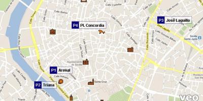 Karte von Sevilla-Parkplatz